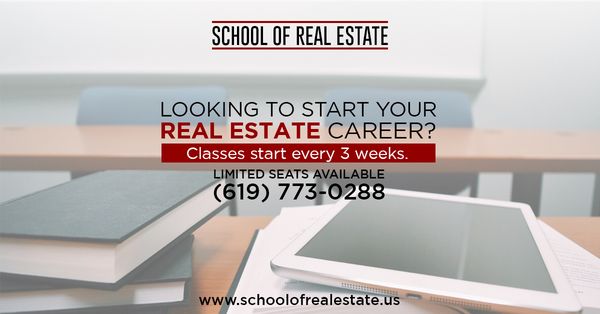 Start your real estate career now with the School of Real Estate! More info at: www.schoolofrealestate.us