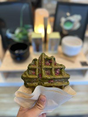 Matcha mochi waffle