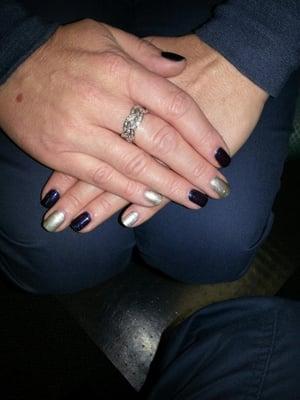 OPI gel nails, soaked off in olive oil, it is much healthier on the natural nail, call today and receive $10 off new clients.