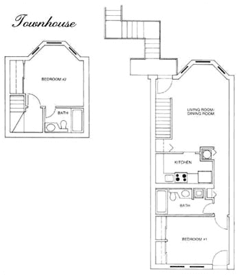 2 bedroom townhome. Dual entrance apartment.