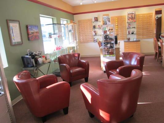 Waiting area; help yourself to a freshly brewed cup of gourmet coffee or tea while you wait