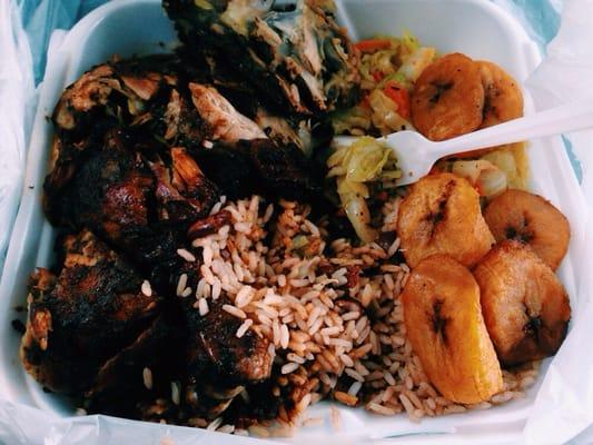 Jerk chicken with rice and peas is everything !