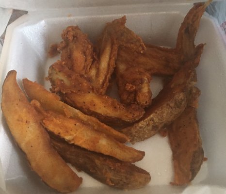 Chicken wings and wedges