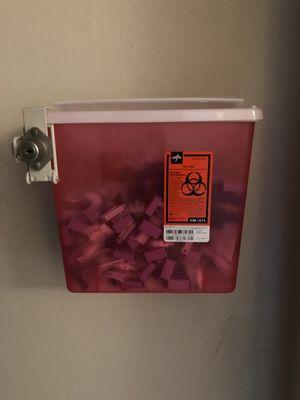 Biohazard bin located in toilet room