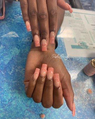 Acrylic Full Set with Ombré and French Tip design