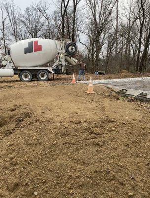 Tune drive & truck right on time.  Backing up into position to pour.