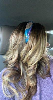 Hair color touch up and styled