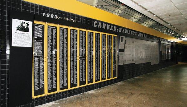 University of Iowa, Carver-Hawkeye Arena Interior Recognition Signage