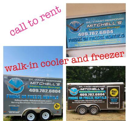 Call to rent a walk-in cooler/freezer trailer. Restaurants/specialty stores. Call to rent a cooler/freezer trailer if yours needs to be repl