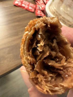 Not sure what this is. Sold as a 3. Shrimp Egg Roll. Gross