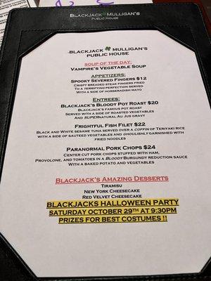 Halloween Special Menu