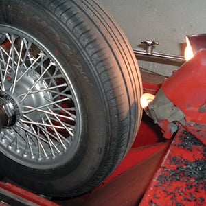 Tire shaving is a vintage art, and one we are proud of. Do your old wire wheels wobble and shake? We can help.