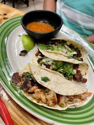 Pastor, Asada and Surf & Turf Tacos