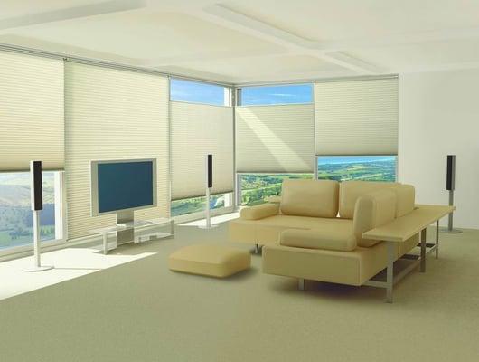 The single and double-honeycomb Duette shades come in multiple cell sizes and a range of light-control options from sheer to opaque.