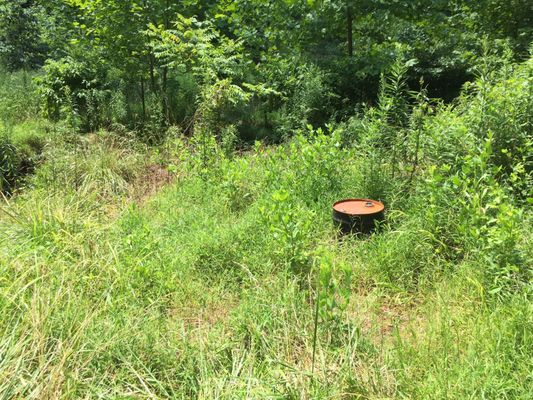 Someone left a barrel behind.