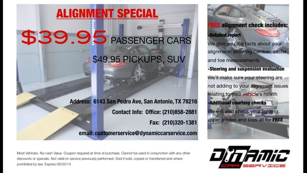 Alignment Special!!!! $39.95