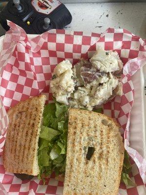 Smoked Chicken Salad Sandwich with Potato Salad