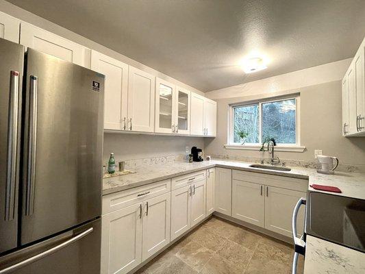 Cabinets and quartz countertops