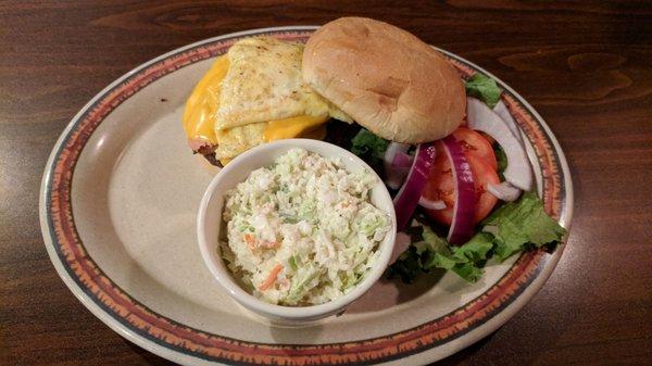 Campfire burger with coleslaw