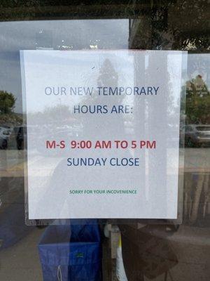 New hours as of 4/21/2021