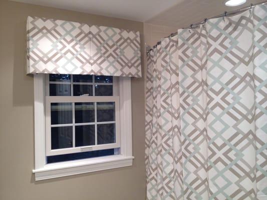 Box-Pleated valance with a matching shower curtain