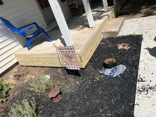 Foundation repair and  deck added along with wrapping the foundation