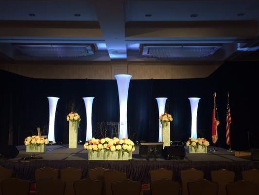 Stage flower arrangements.