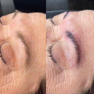 Brow lamination before and after