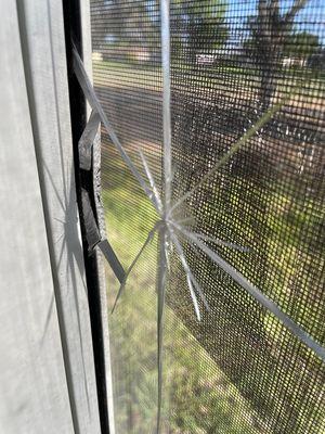 Broken window glass