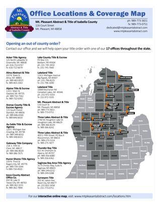 Coverage Map for 17 offices throughout the state