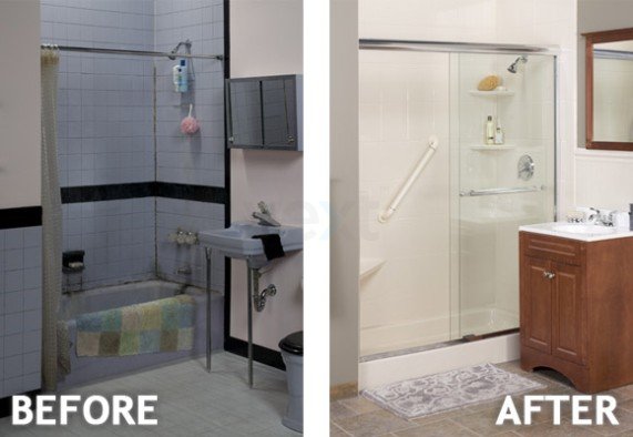 One Day Bathroom Remodel before and after