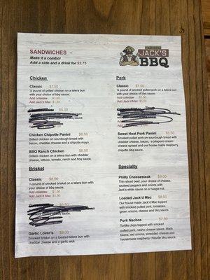 menu