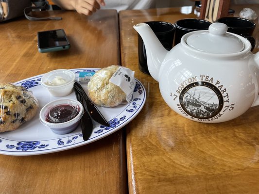 Afternoon tea for ~$17 for one pot up to 4 cups, two scones and two toppings