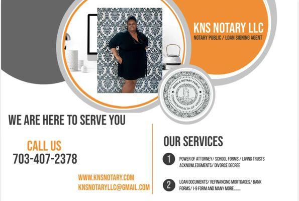 Open 24/7 Call us KNS Notary LLC 703-407-2378