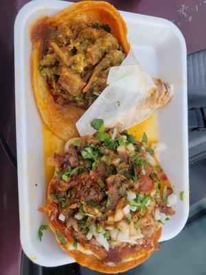 Tostada de Tuetano and a Chichabirria taco