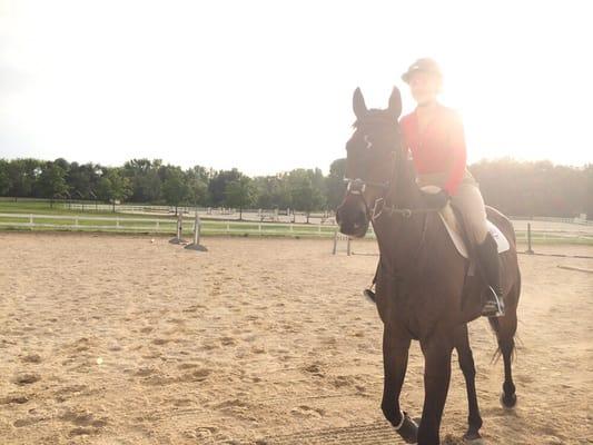 emilie and her horse DaVinci enjoying the weather riding outside