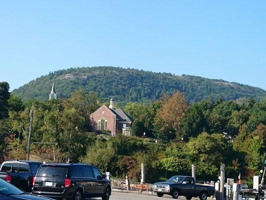 View of Mount Battie from harbor