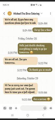 Conversation of them canceling