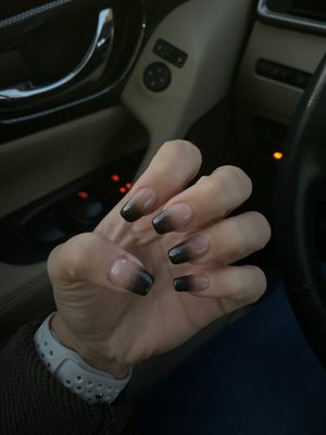 Black ombré full set done by Tim!