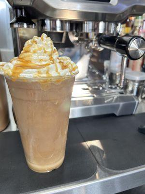 Frozen blend caramel with homemade whipped cream