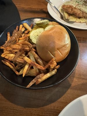 Wagyu mashed burger with fries