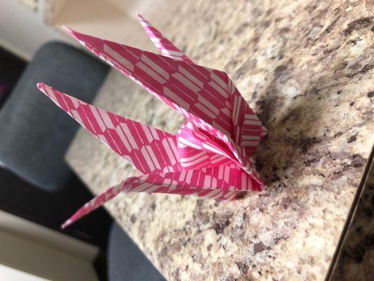 Origami in the Dr.'s office makes me smile!