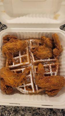 Fried wings and a waffle.