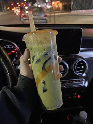 Large Red Bean Matcha Latte with Black Jelly