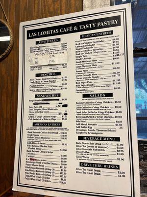 The menu with delish choices!