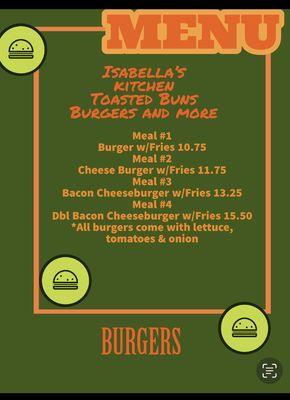 Our famous burger menu