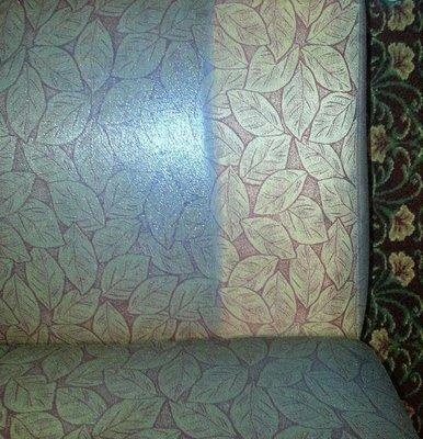 A before and after of our upholstery cleaning.