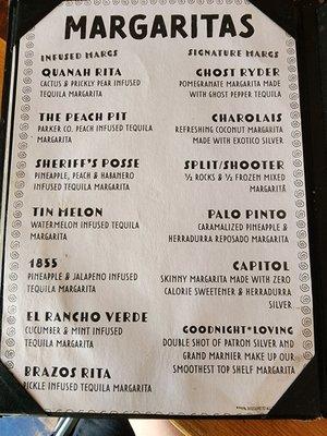 Margarita menu. Who can decide? So many yummy choices. Wow.