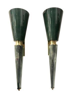 Mid-Century Italian English Green Sconces