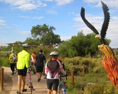 Visiting a beautiful sculpture garden along the Bosque